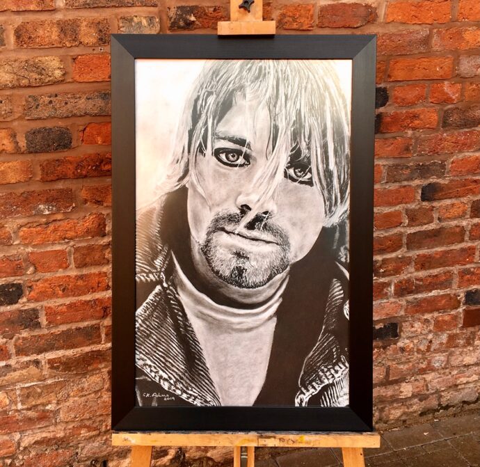 Kurt Cobain - Original Charcoal on Paper Portrait - Kirk Andrews Art