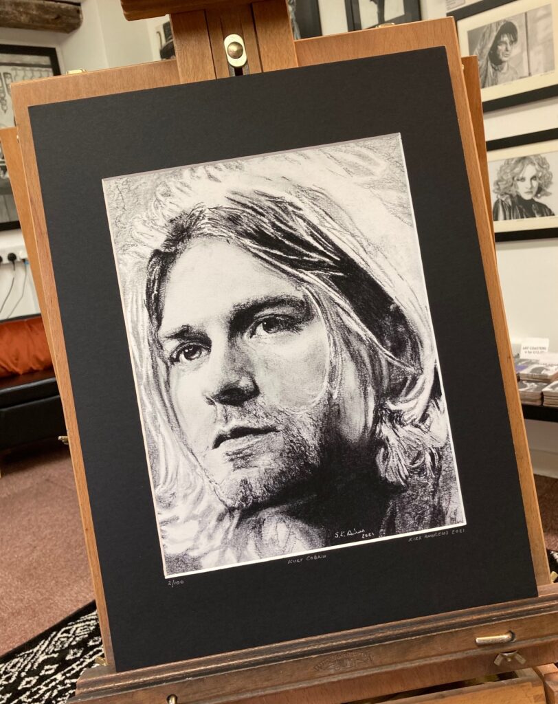 Kurt Cobain - Charcoal Portrait - Limited Edition Mounted Print run of ...